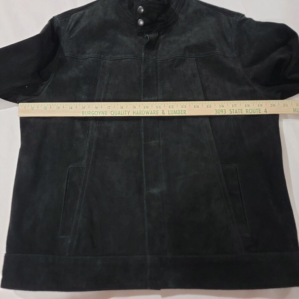Jones Sport Black Suede Leather Jacket Womens Large Y2K New Bomber Classic - Picture 7 of 16